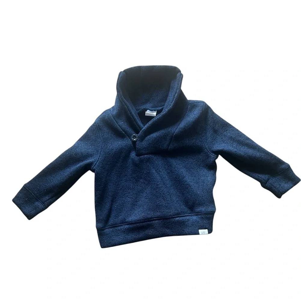 Gap Toddler Boy Blue Shawl Knit Pullover | 18-24M